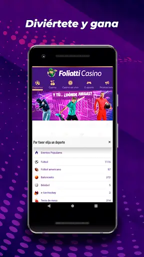 Imagen que Foliatti publica en su ficha de Google Play para Foliatti Casino Online